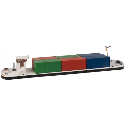 Flussfrachter mit Containern, Binnen-Schifffahrt, 359x60x52 mm