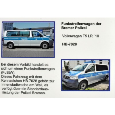 VW T5 LR 10 Funkstreifenwagen der Polizei Bremen, silber/blau