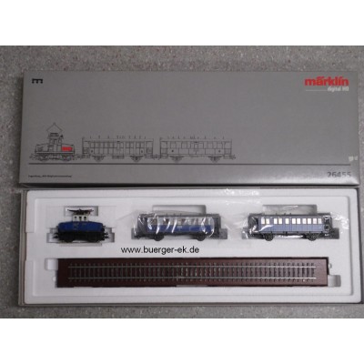Zugpackung (Zugspitzbahn), MHI-Mitgliederversammlung 2000, E-Lok und 2 verschiedene Personenwagen, blau/weiß, Digital