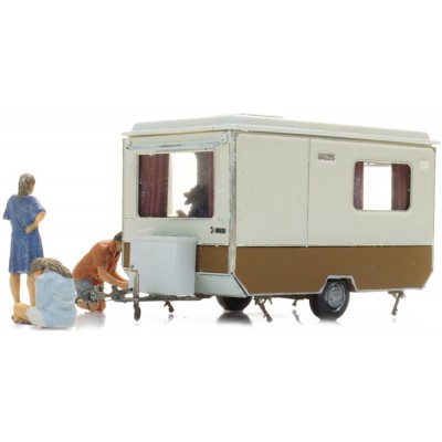 DDR Wohnwagen, Bastei, auf dem Campingplatz