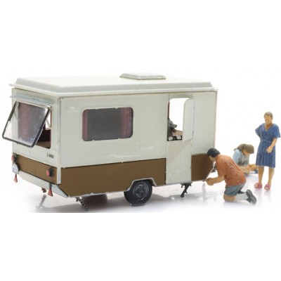 DDR Wohnwagen, Bastei, auf dem Campingplatz