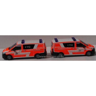 Set: 2 Mercedes-Benz Vito Notarzt Feuerwehr Stuttgart, NEF 1  5/82-1 S-FW 2823 + NEF 2 5/82-2 S-FW 2824, Exklusivmodelle !
