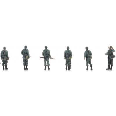 Wehrmacht, Infanterie wartet auf Transport, 6 Figuren, Spur N