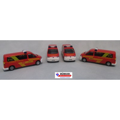 Set: Serie 4 Modelle VW T5 LR Bus der Feuerwehr Stuttgart, je 1-mal Art.No. 51669, 51670, 51671, 51672