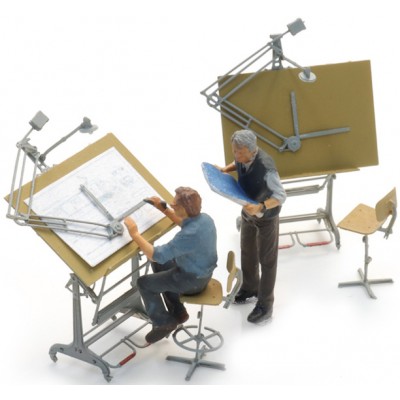 Technische Zeichner für Zeichenbrett, 2 Figuren