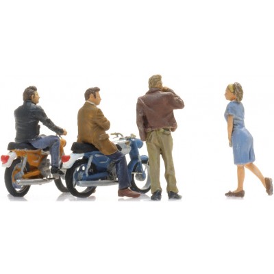 Halbstarke auf Zündapp-Mopeds, 2 Mopeds, 4 Figuren