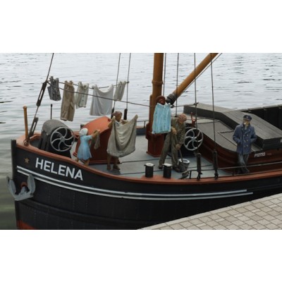 Binnenschifferfamilie Seidel, 4 Figuren, Wäscheleine,