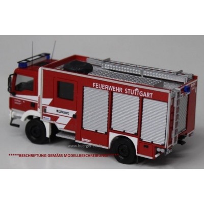 MAN TGM 13.250 Lentner LF 20-KatS, Feuerwehr Stuttgart Hofen 17/45-1 in Dekovitrine, detailliertes Handarbeitsmodell !, S-BS 8076